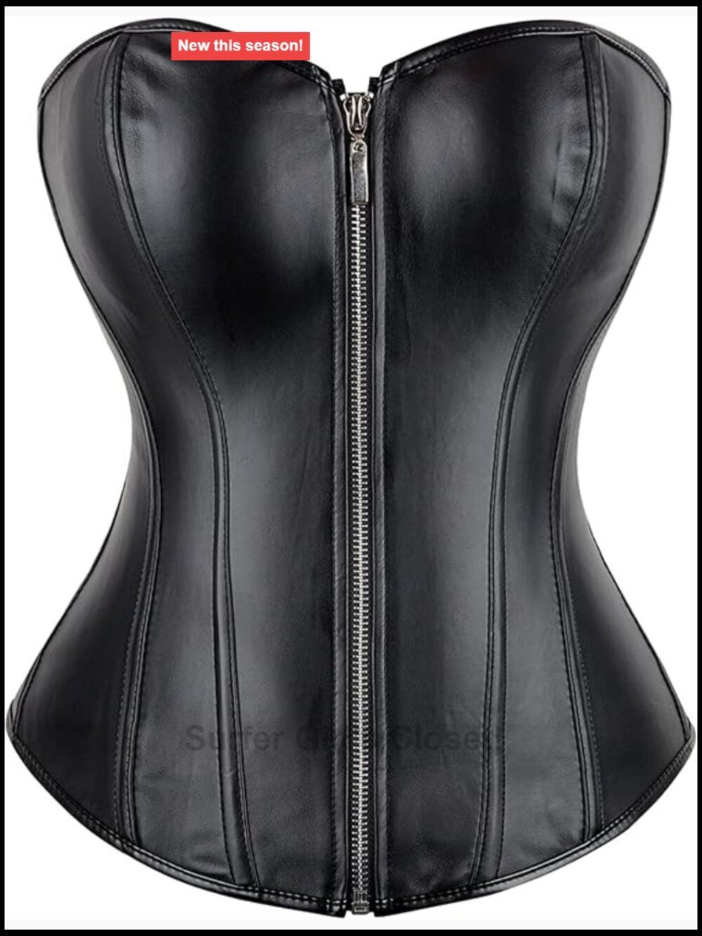 Steampunk Gothic Faux Leather Boned Corset Bustier with G-String